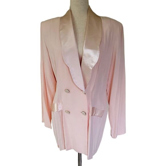 NWT Vintage stunning Lew Magram women's light pink double breast blazer 14 - Picture 1 of 11